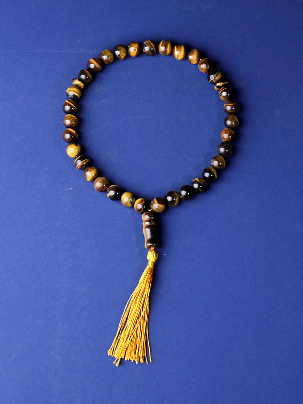 Pulsera islámica musulmana Tasbih de 33 cuentas de piedra de ojo de tigre natural de 10 mm para hombre