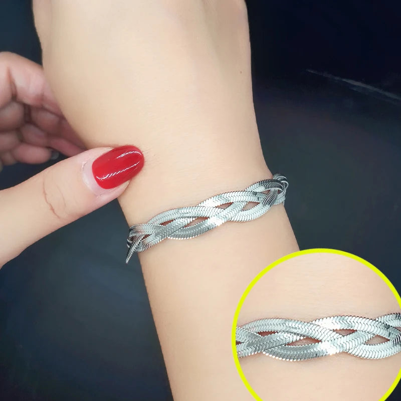 Stainless Steel Bracelets For Women Trendy Jewelry Blade Braided Bracelet Hip Hop Party Gifts