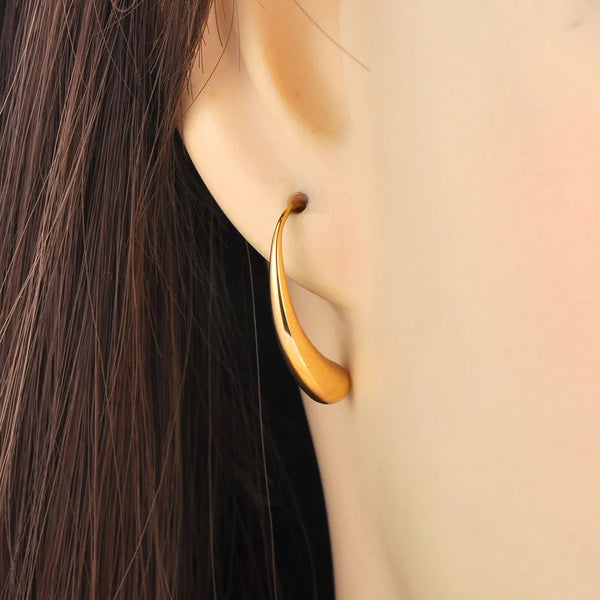 Pendientes elegantes de acero inoxidable 316L con forma geométrica de gota de agua para mujer