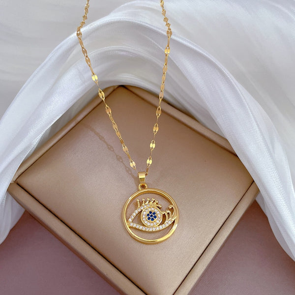 316L Stainless Steel Eyelash Eye Pendant Necklace For Women