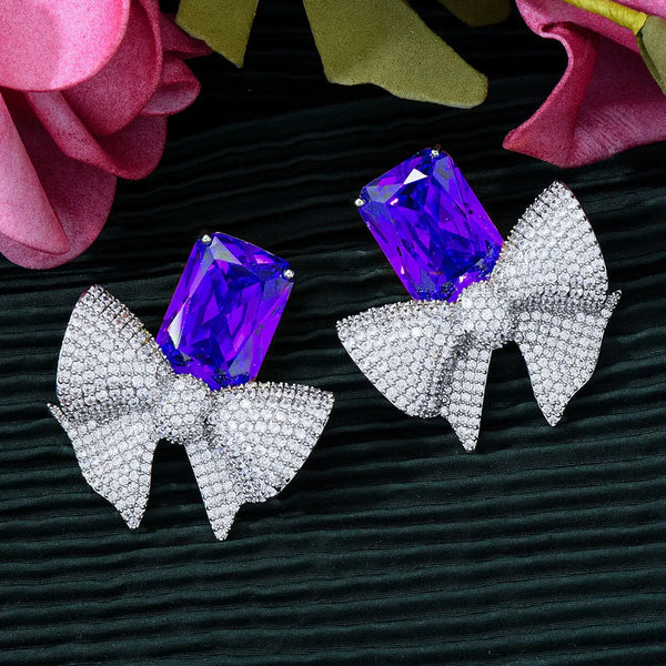New Princess Bowknots Drop Earrings For Women Wedding Party Indian Dubai Bridal Jewelry