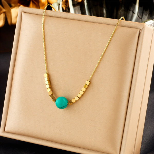 316L Stainless Steel Colorful Bead Balls Pendant Necklace For Women