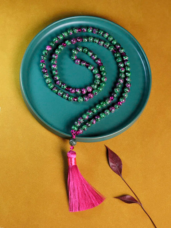 Collar de japa mala de 108 cuentas, rosario de 8 mm, joyería para mujer, collar con borlas.