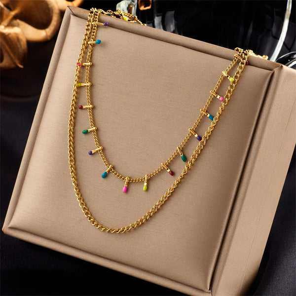 Collar de serpiente con piedra verde perla de color dorado de acero inoxidable 316L para mujer