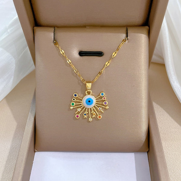 316L Stainless Steel Eyelash Eyes Pendant Necklace For Women