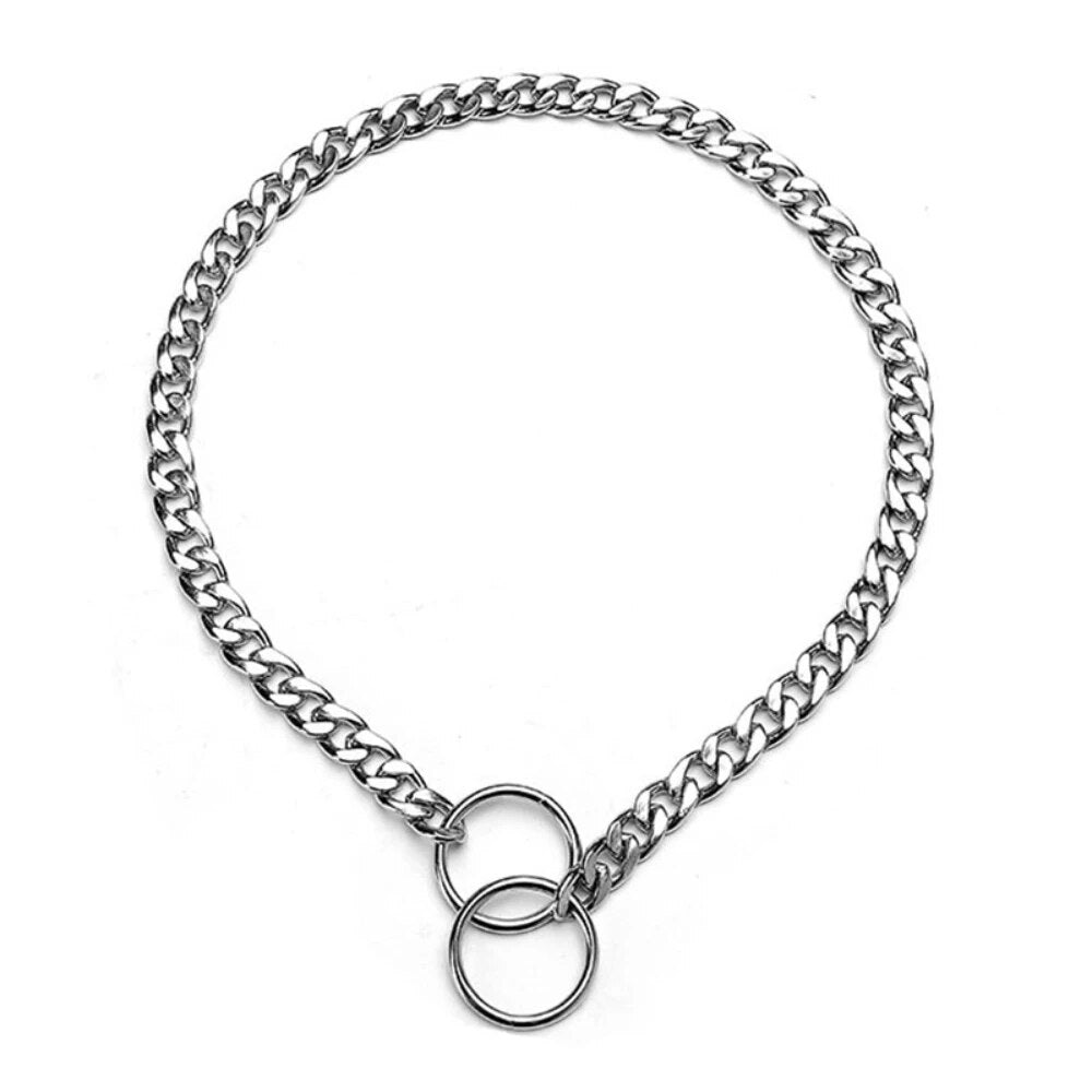 Stainless Steel Ship Chain Collar For Dog Adjustable Pet Accessories Flat Dog Pinch Collar