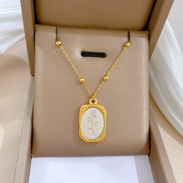 316L Stainless Steel Mirror Flowers Pendant Necklace For Women