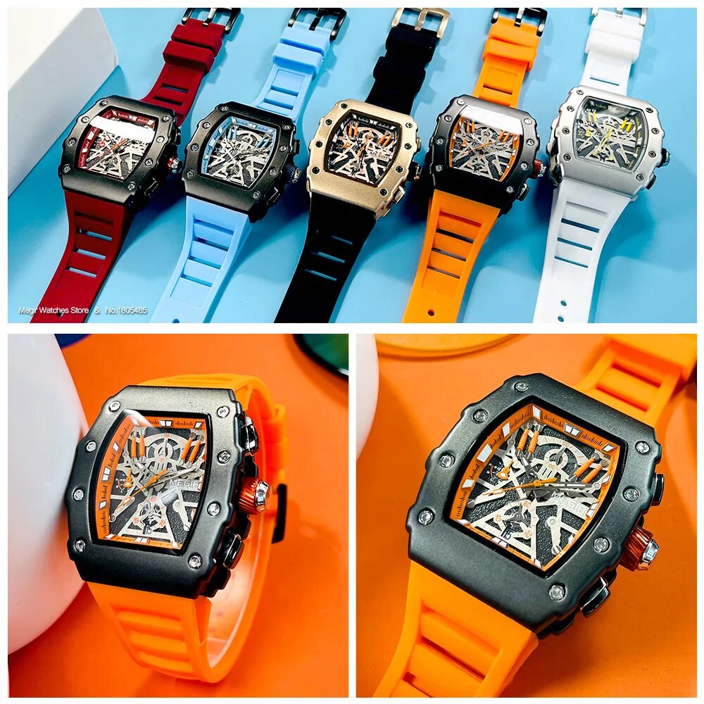 Military Sport Orange Silicone Strap Quartz Watch Men