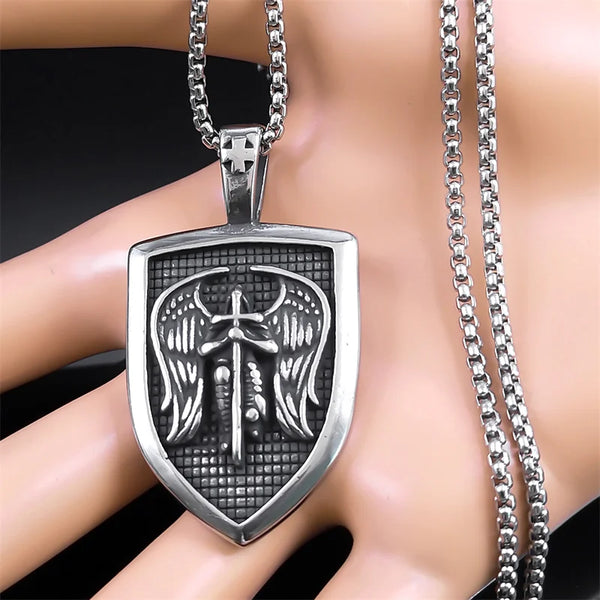 Collar de caballero arcángel San Miguel para mujer y hombre
