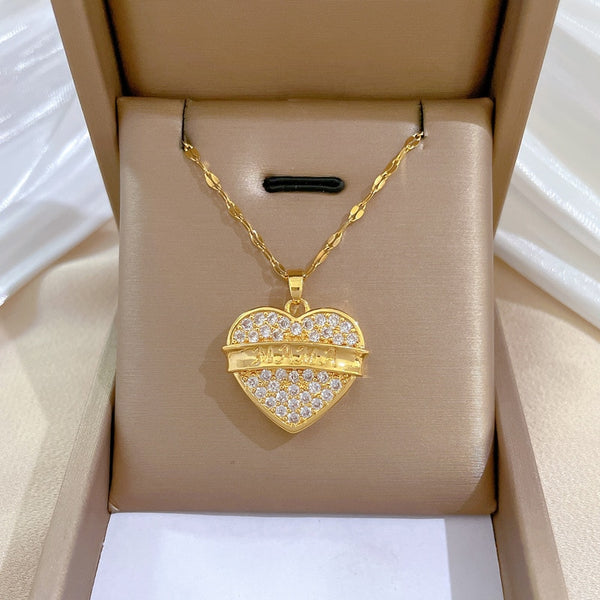 Heart MAMA Letter Pendant Necklace For Women Girl New Trend Neck Chain
