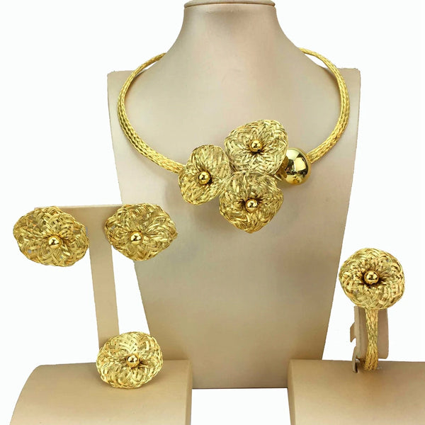 Conjuntos de joyería brasileña más nuevos, collar de flores y hojas de alta calidad para mujer.