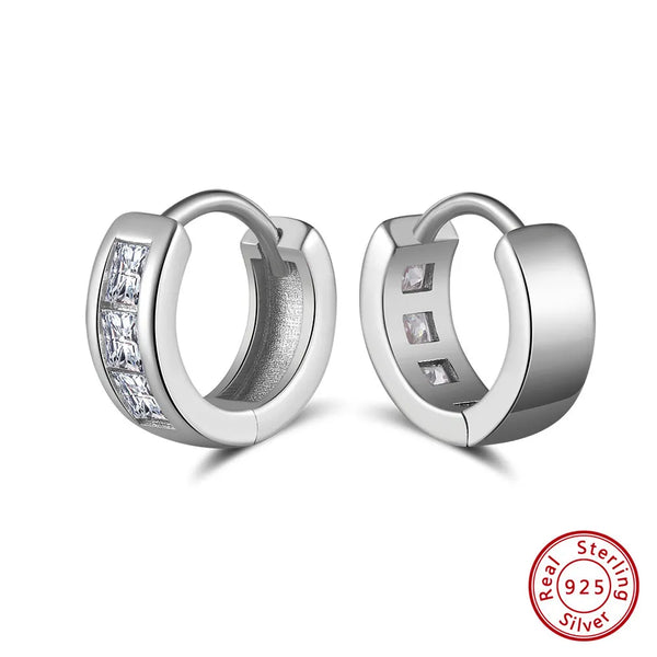925 Sterling Silver 8A Premium Cubic Zirconia Hoop Earrings For Women