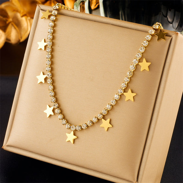 316L Stainless Steel Star Pentagram Pendant Necklace For Women