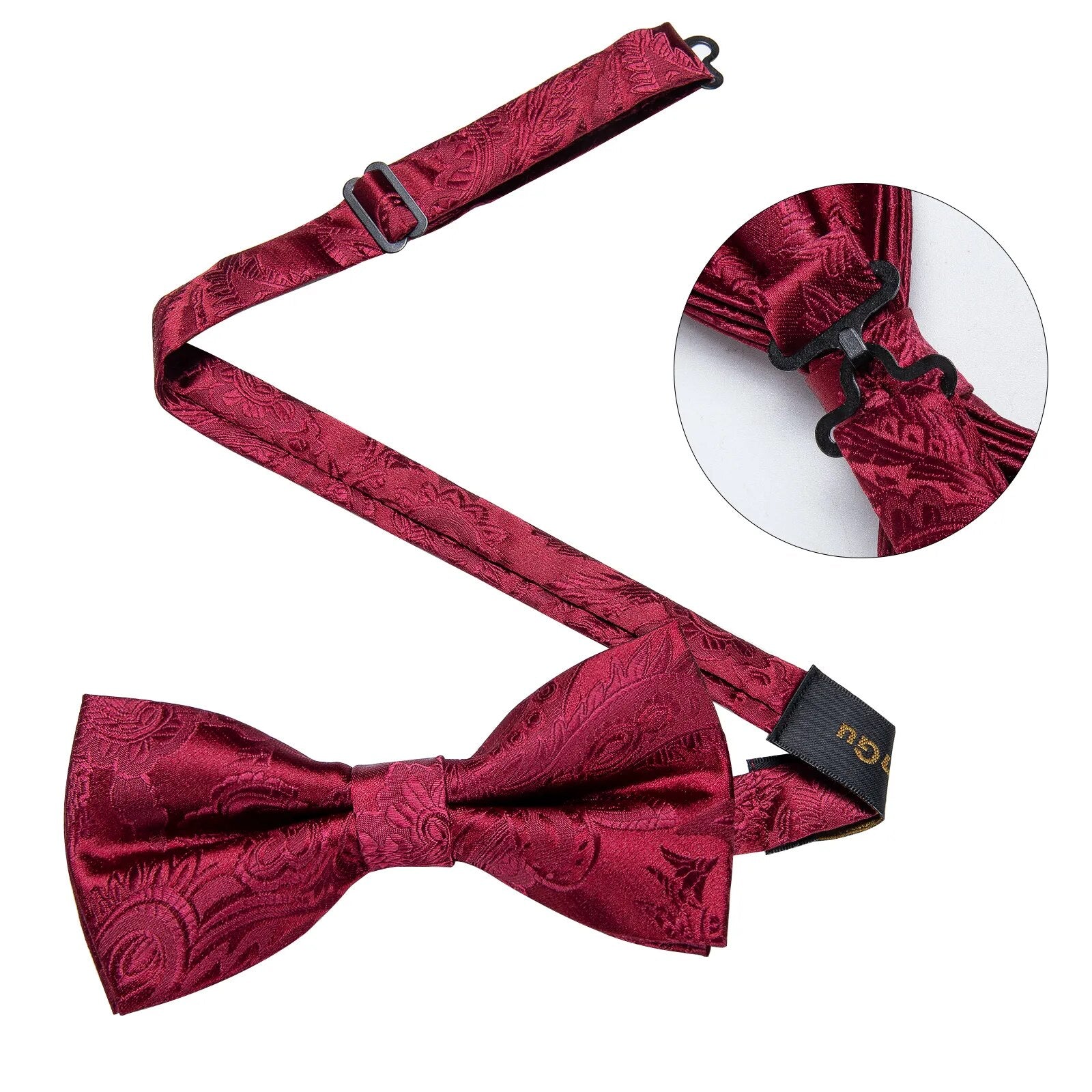 Fashion Men's Red Wedding Bowtie Corsage Pocket Square Cufflinks
