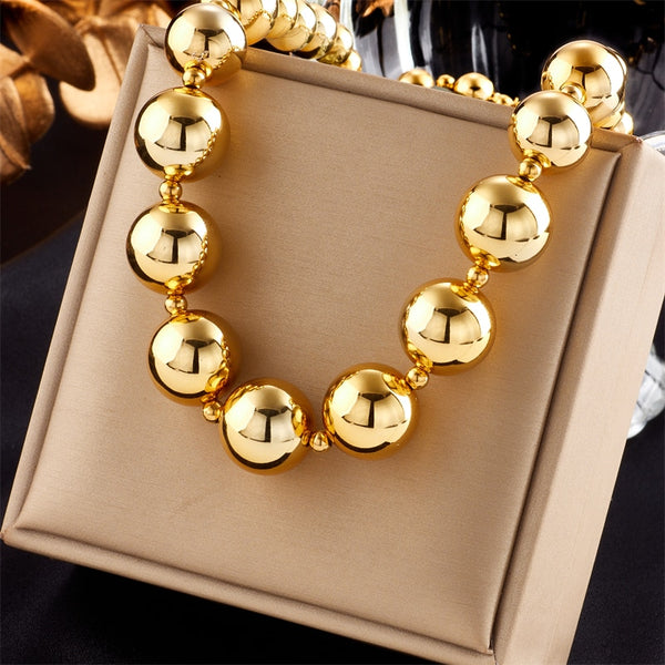 Exaggerated CCB Material Large Round Ball Beads Choker Necklace For Women