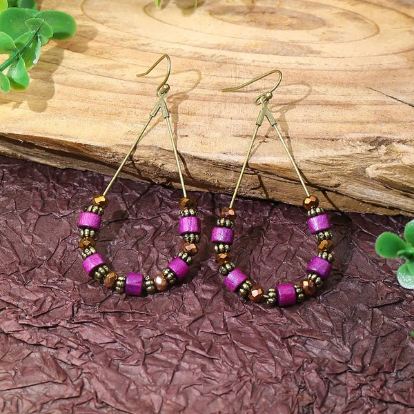 Pendientes étnicos bohemios con forma de gota de agua para mujer