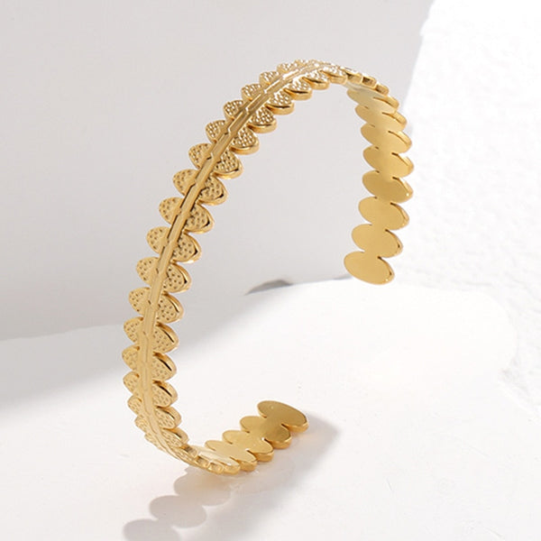 Brazalete ajustable geométrico en forma de C de acero inoxidable 316L para mujer