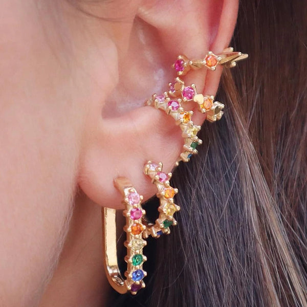 Stunning Gold Plated CZ Clip Earrings For Women