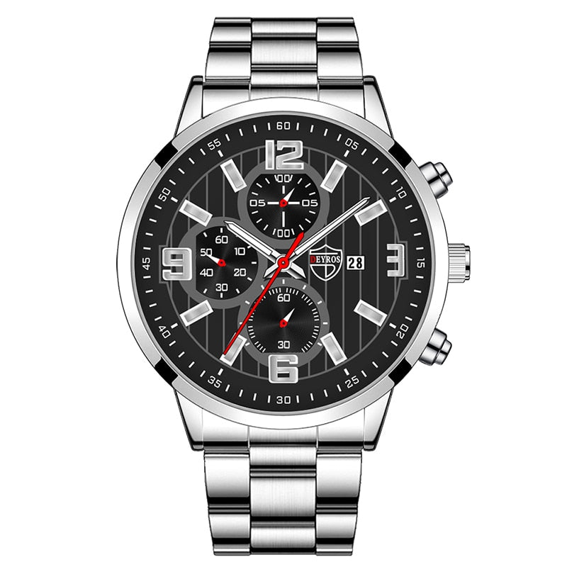 Men Fashion Sports Watches for Men Business Stainless Steel Quartz Wristwatch