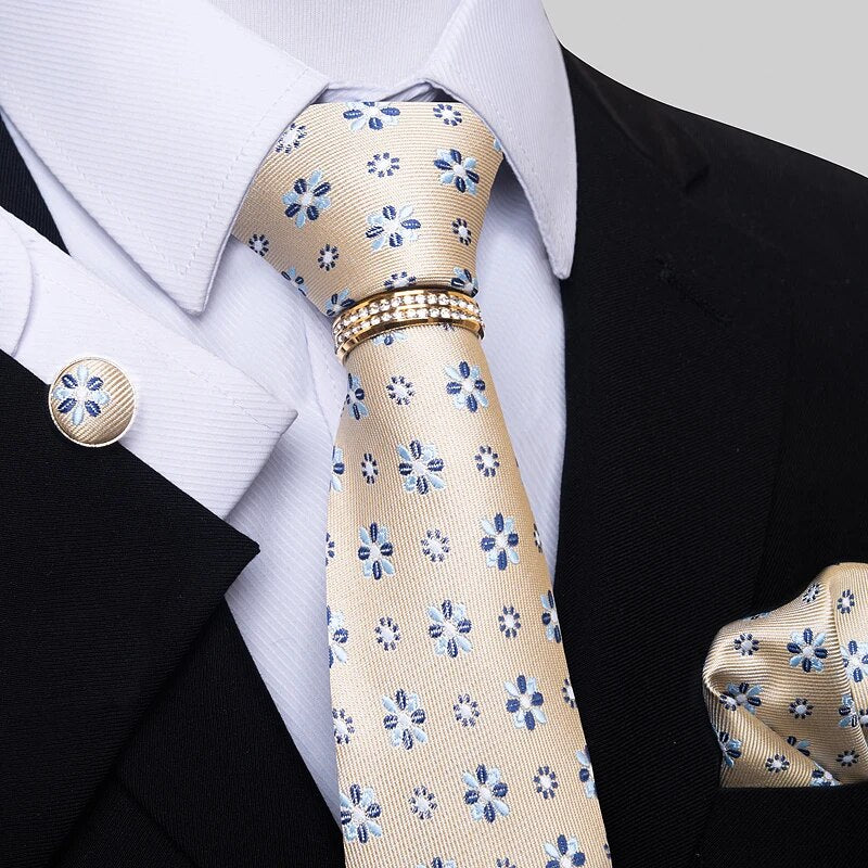 Brand Luxury 8 cm Tie Hanky Cufflink Set Gravata Necktie For Men