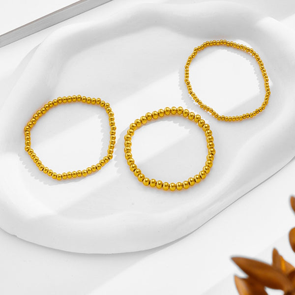 316L Stainless Steel Gold Color Beaded Bracelet For Women