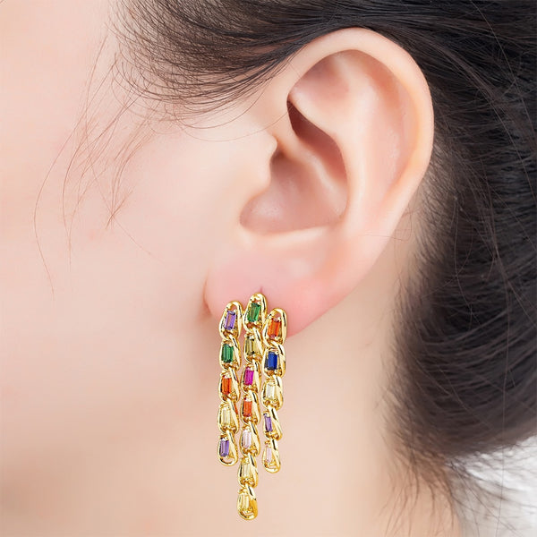 Pendientes colgantes de cristal hueco con diseño de borlas clásicas vintage y diamantes de imitación