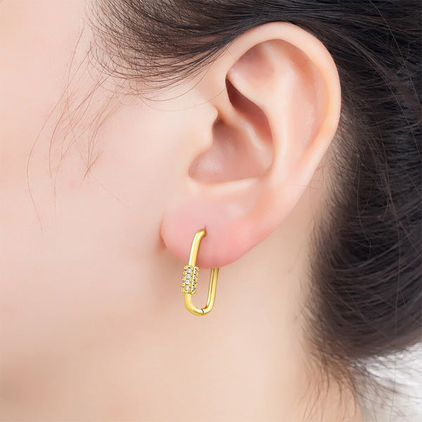 Pendientes de aro geométricos minimalistas en forma de U para mujer