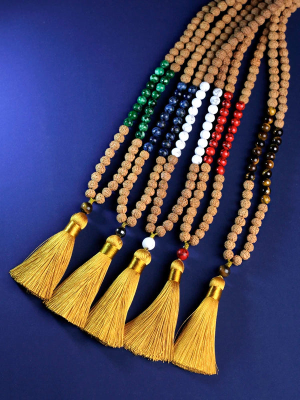 Collar de 108 cuentas Bodhi naturales con borlas, cuentas de madera Vajra Bodhi de 8 a 9 mm