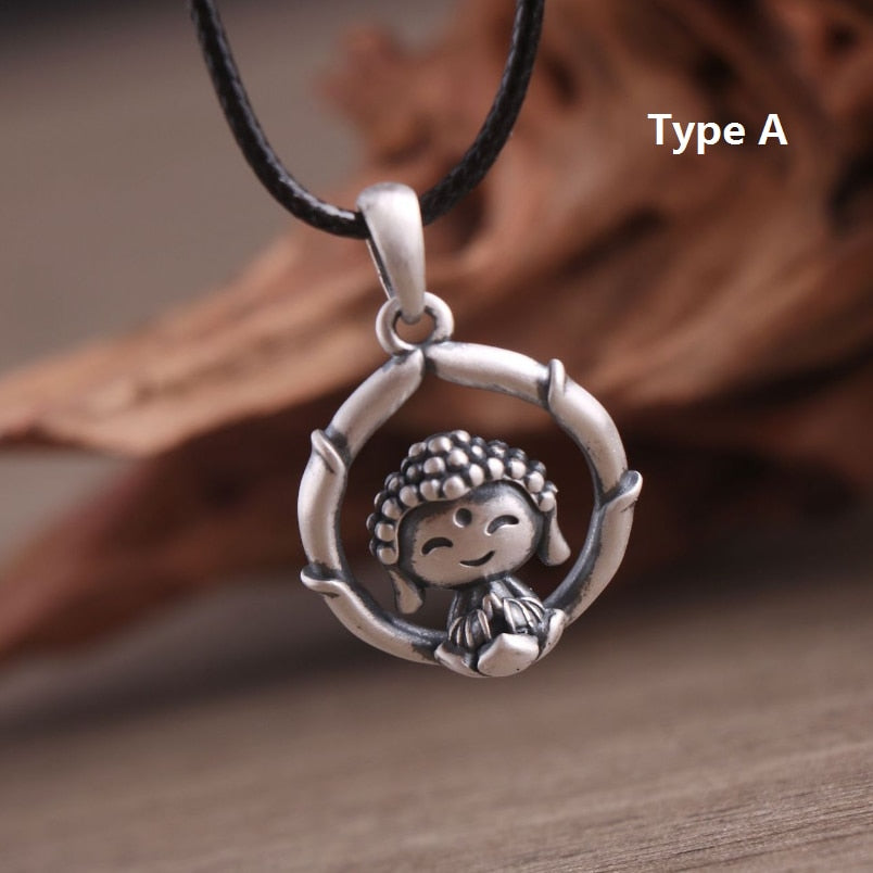 Unibabe Real S990 Silver Men Women Lotus Buddha Pendant