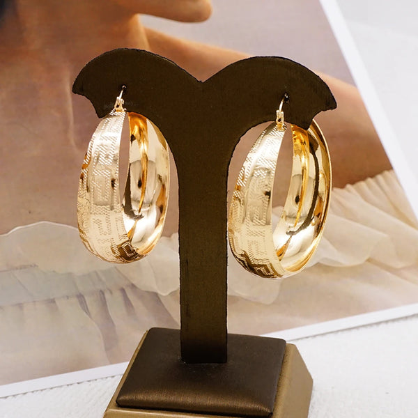 Trendy Simple Gold Color Drop Hoop Earrings For Women
