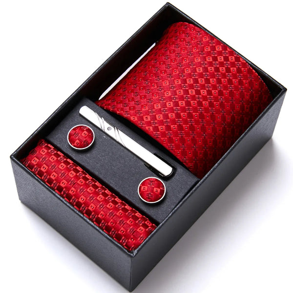 Tie For Men  Holiday Gift Tie Pocket Squares Cufflink Set