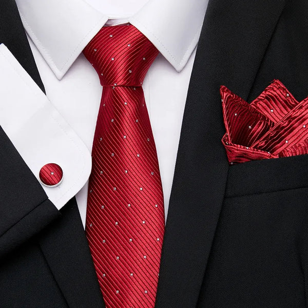 Tie For Men Pocket Squares Cufflink Set Holiday Gift Necktie Set