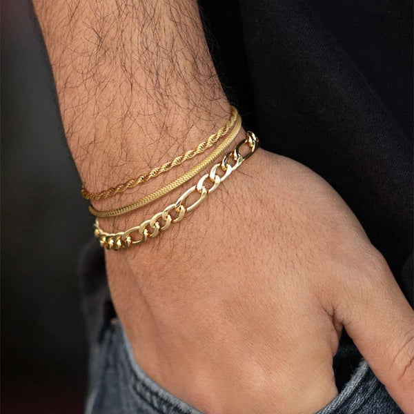Snake Chain Bracelets for Men Boys, Waterproof Stainless Steel Link Bracelet
