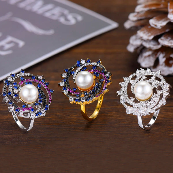 Anillos originales de moda con encanto completo de circonitas cúbicas para mujer