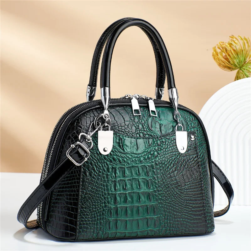 Crocodile Pattern PU Women's Handbag 2023 Retro Light Luxury Single Shoulder Crossbody Bags