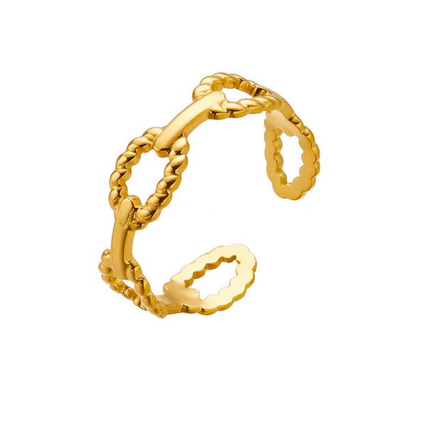 316L Stainless Steel Gold Color Hollow Out Female Ring For Women