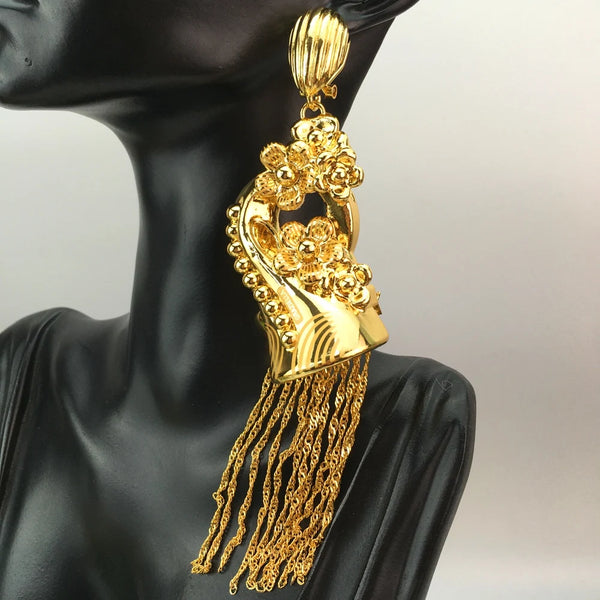 Pendientes de moda atrevidos, únicos, grandes, colgantes, estilo brasileño, joyería para mujer.