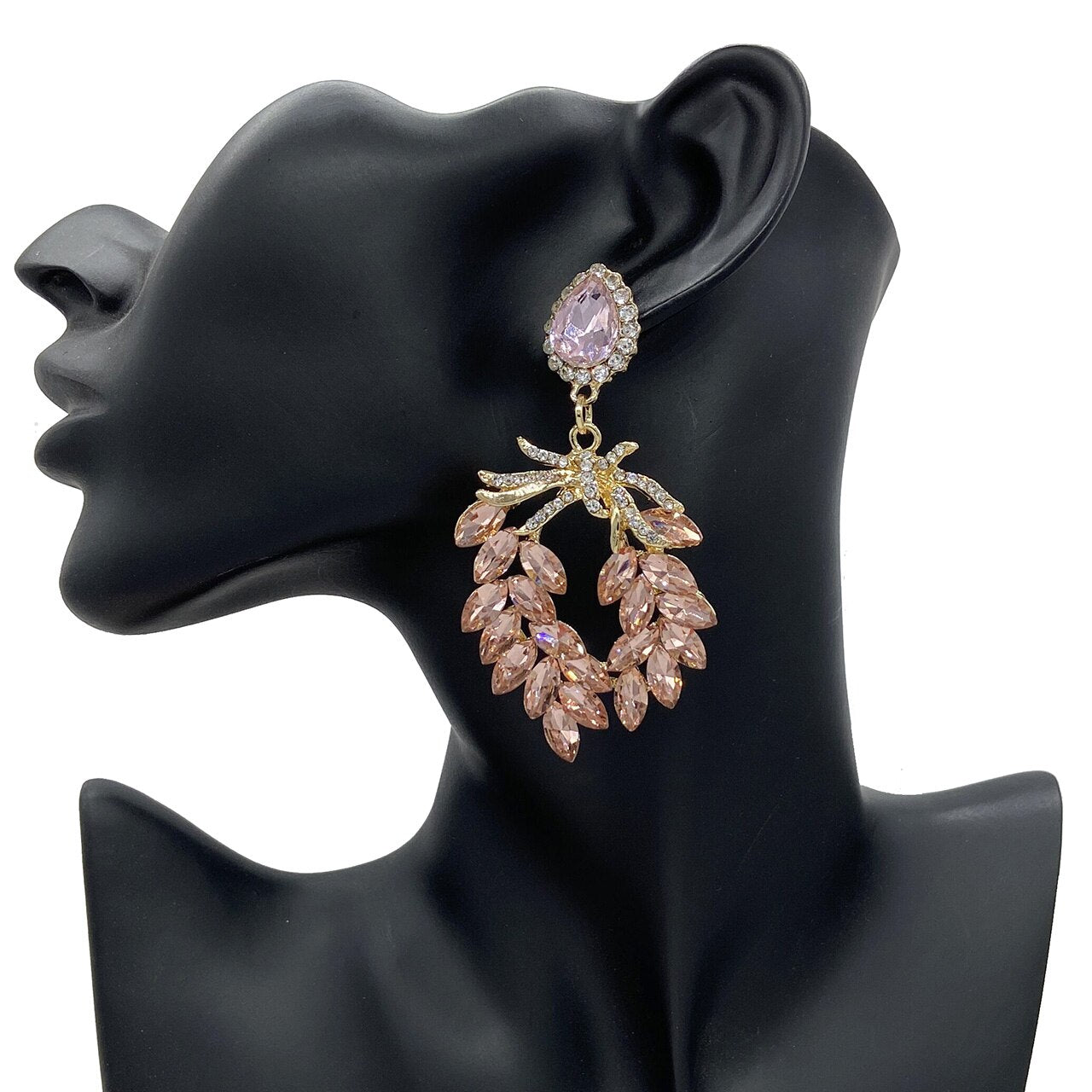 Trend Crystal Rhinestone Pendant Statement Earrings