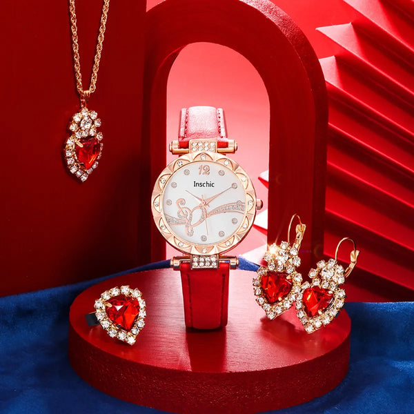 Luxury Love Jewelry Ring Earrings Necklace WOMEN'S Birthday Gift Set