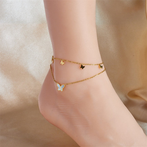 316L Stainless Steel  Butterfly Charm Anklets