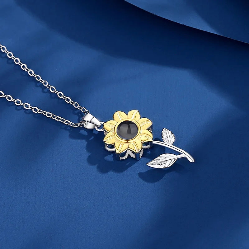 Sunflower Necklace With Rose Gift Box 100 Languages I Love You Pendant Jewelry For Women