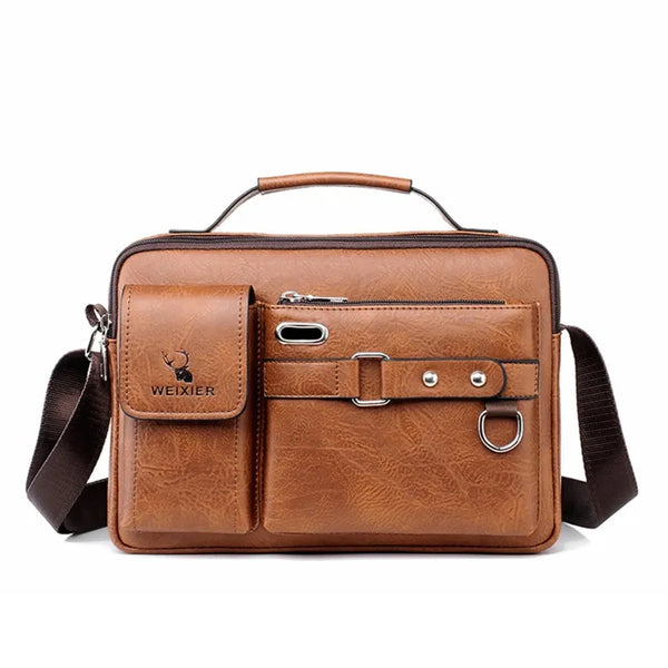 Bolso de hombro portátil de cuero sintético para hombre, maletín de negocios