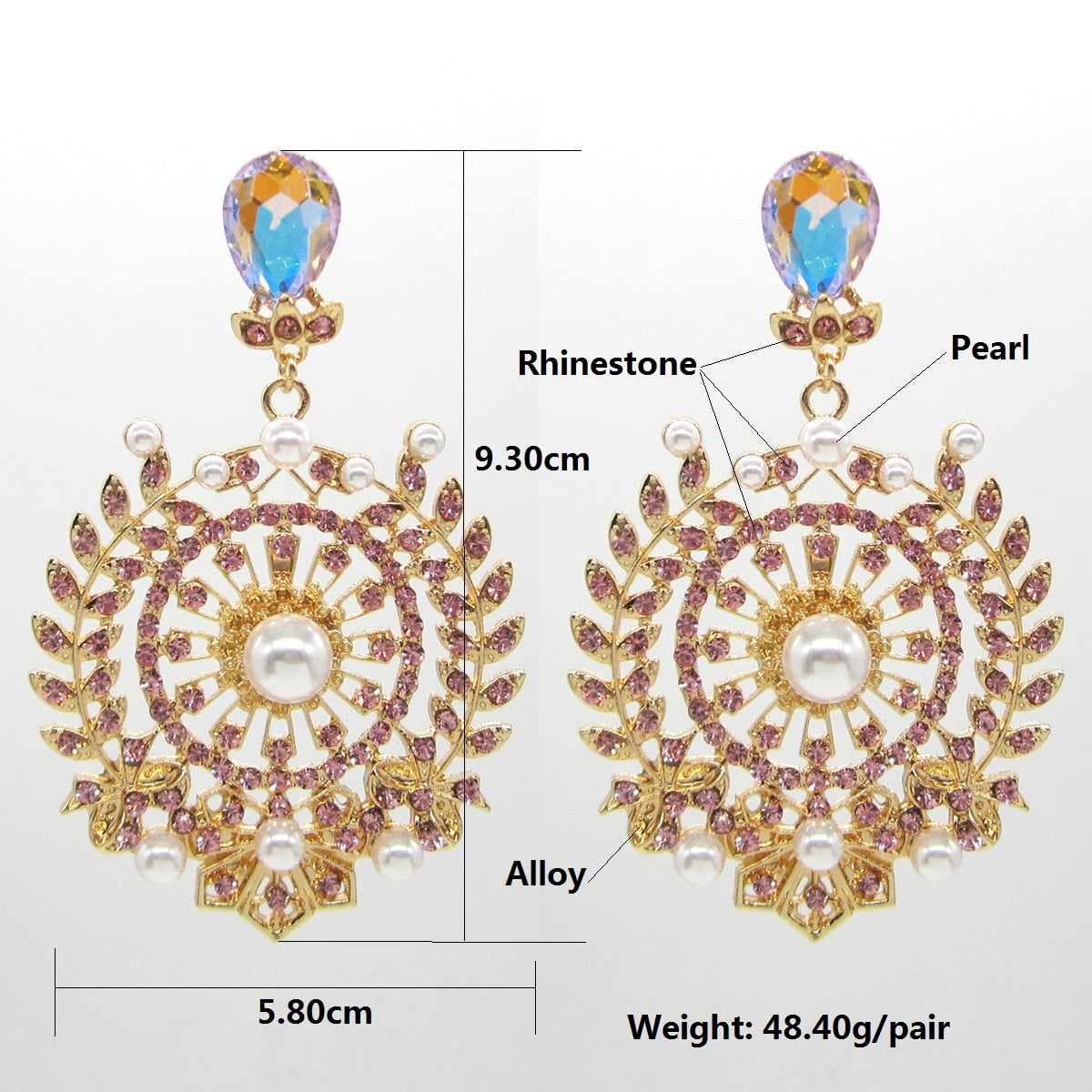New Statement Big Rhinestone Dangle Earrings for Women