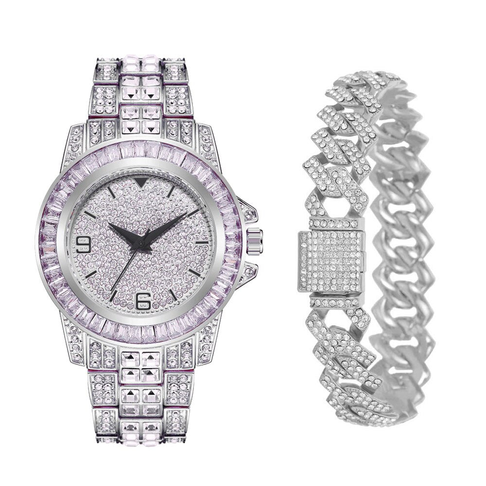 Iced Out Micro Pave Cubic Zirconia Finish Watches and bracelet