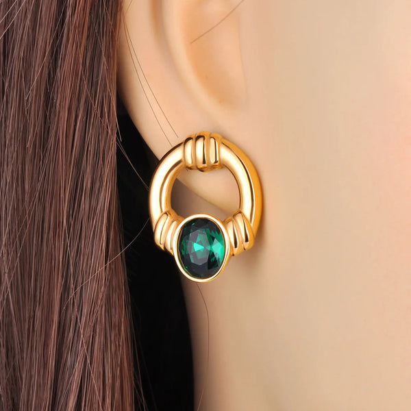 Pendientes de acero inoxidable con circonita cúbica y moissanita para mujer