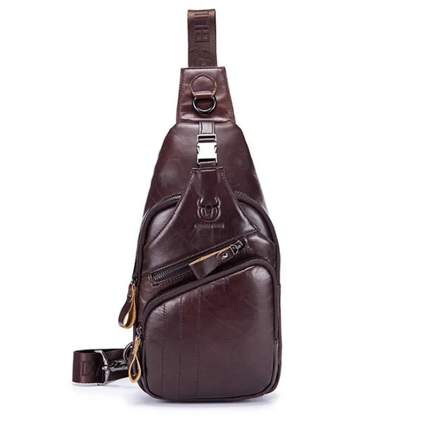 Genuine Leather Chest Bag Men's Fashion Style Casual Straddle Bag