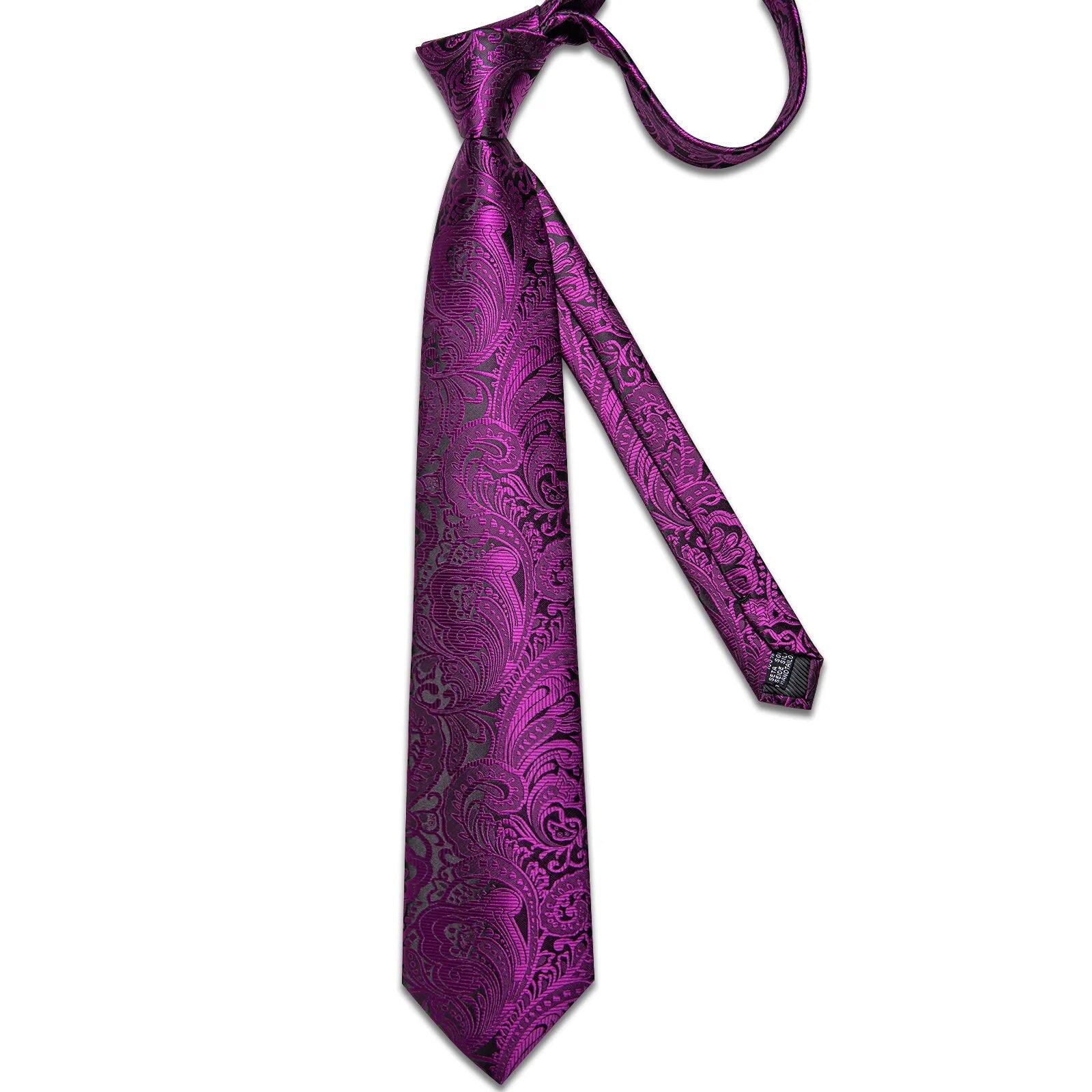 New Purple Solid Paisley Men's Silk Tie Set Handkerchief Cufflinks Gift