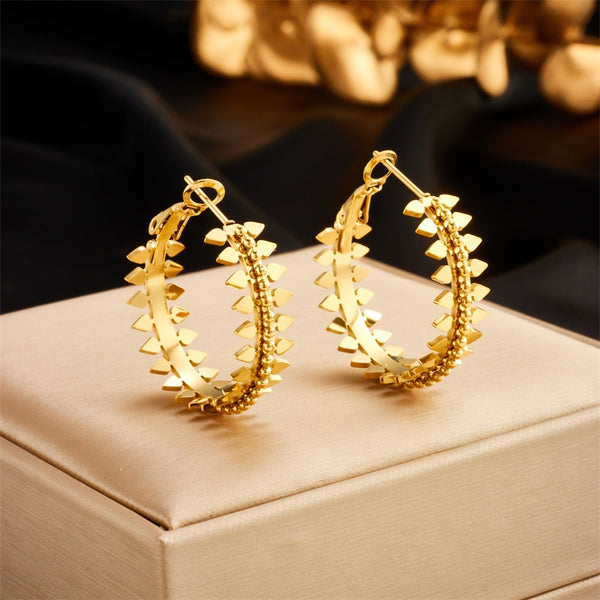 316L Stainless Steel Gold Color Heart Hoop Earrings For Women