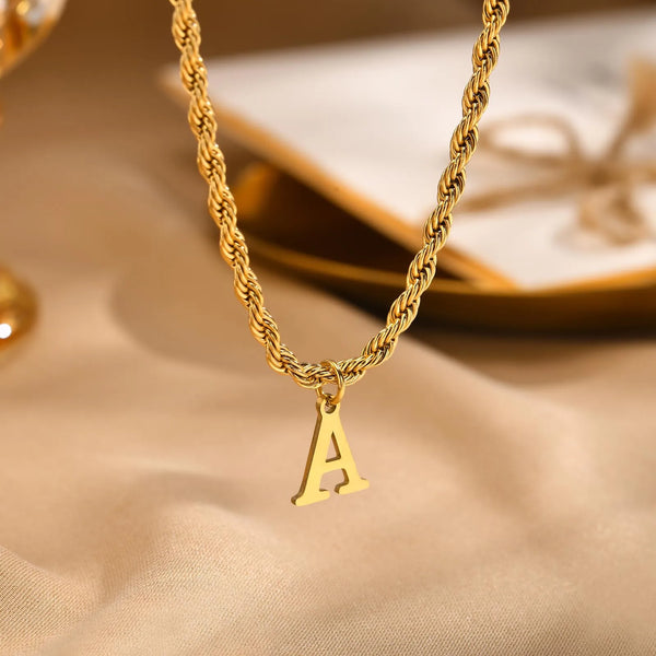 Initial Necklaces for Men, Stainless Steel A-Z Letters Alphabet Charm Pendant
