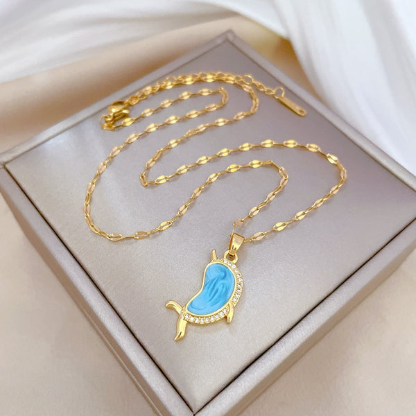316L Stainless Steel Creative Dolphin Pendant Necklace For Women